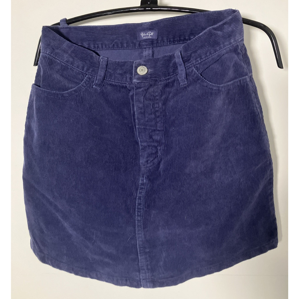 John Galt Navy Blue Corduroy Mini Jean Skirt w Pockets XS 25" Waist